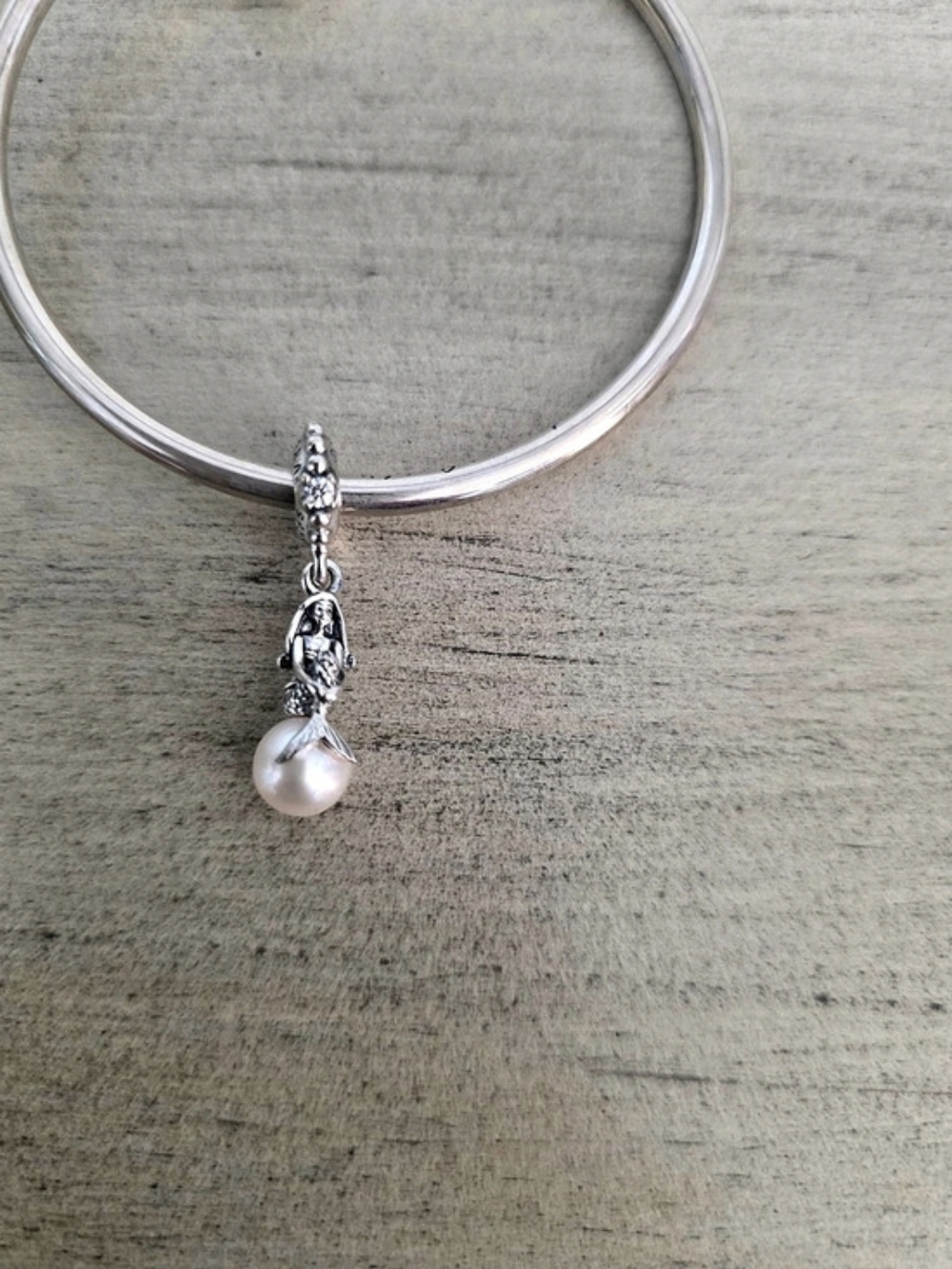 Pandora Disney Little Mermaid Pearl Dangle Charm Silver With Pearl